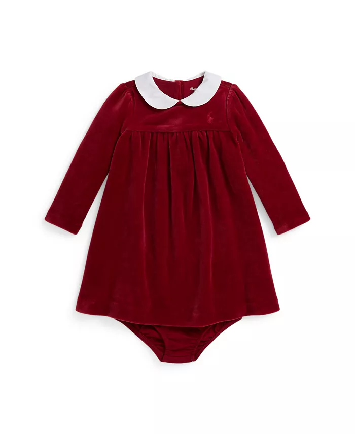 

Комплект для девочек из платья с длинными рукавами и шортиков-блумеров Polo Ralph Lauren, красный