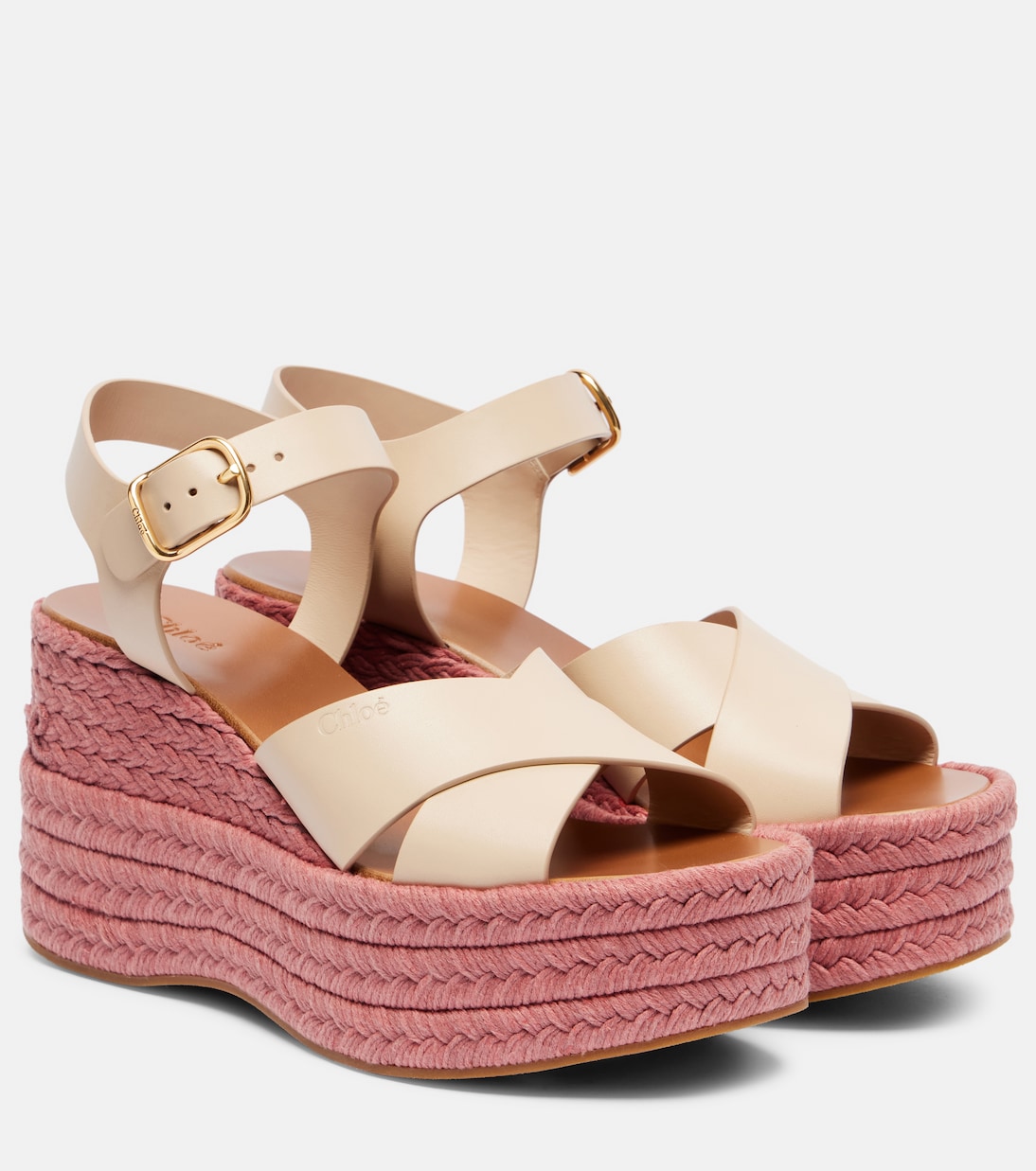Кожаные эспадрильи Isla на клиновидной подошве Chloé, Sweet Beige