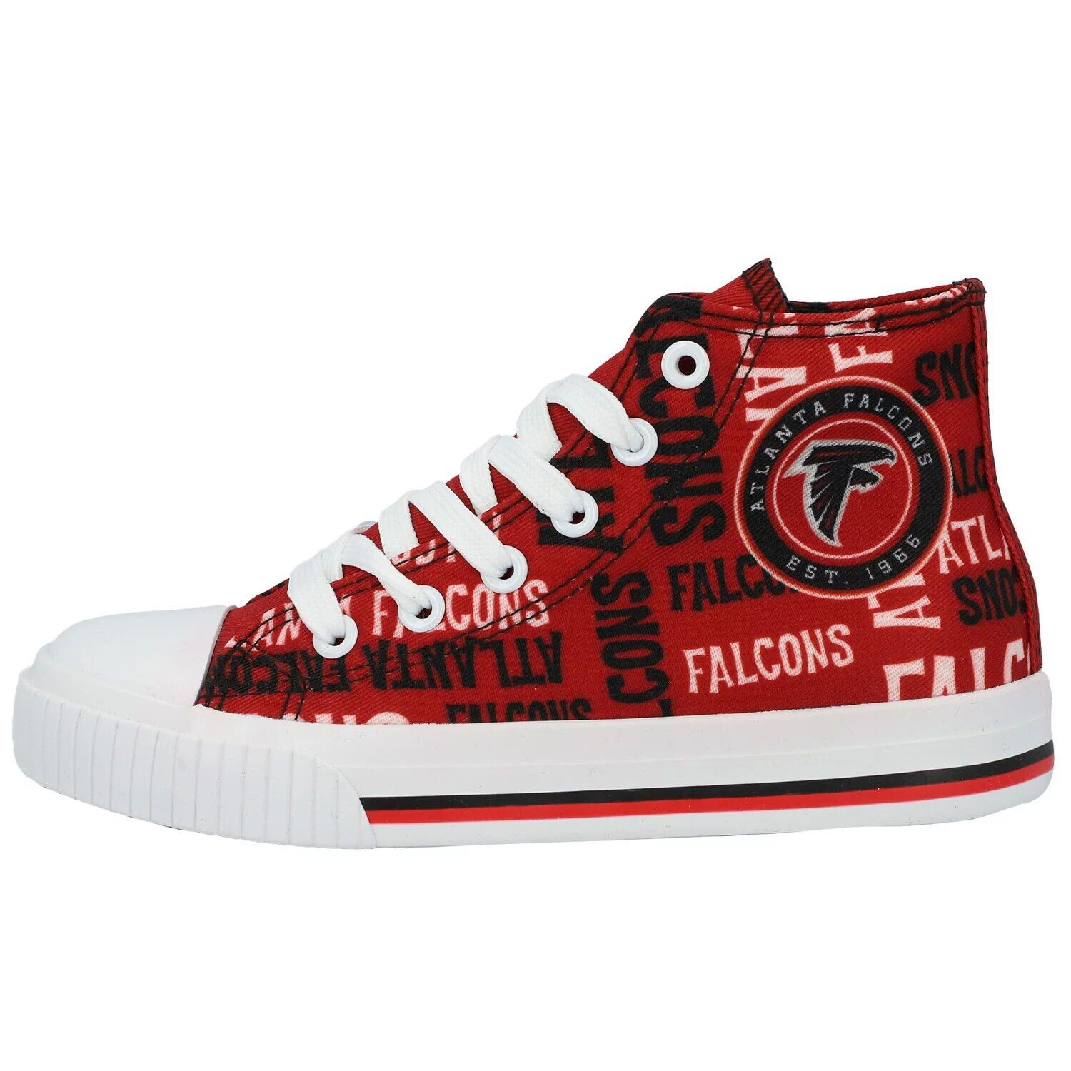 

Молодежные высокие кроссовки из плотной ткани FOCO Red Atlanta Falcons с повторяющимся текстом Unbranded