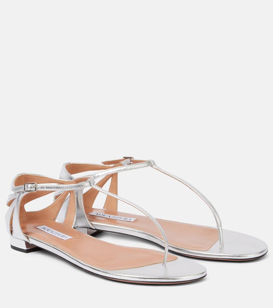 Песочники Frida из металлизированной кожи Aquazzura, Silver