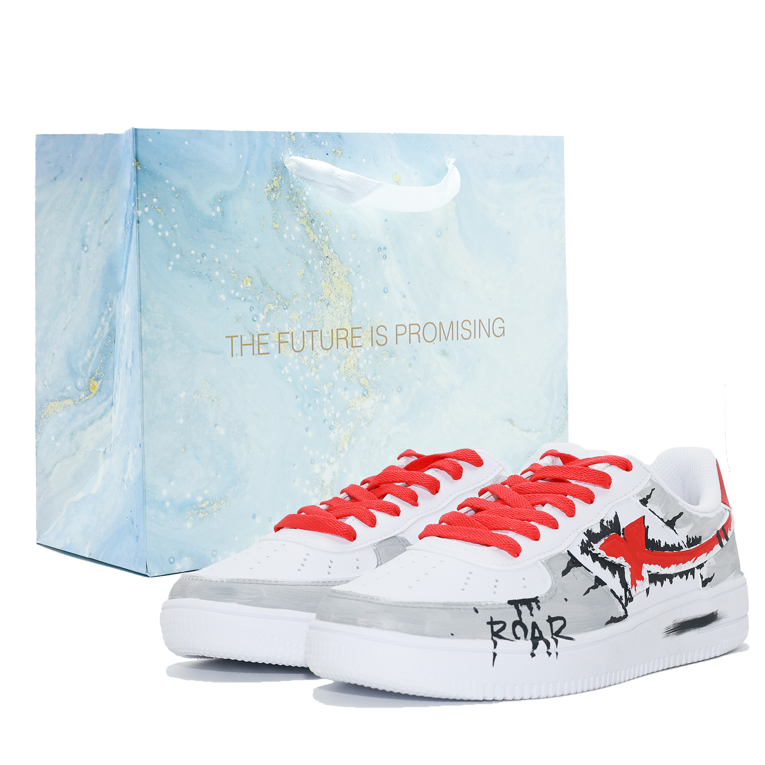 

XTEP Кроссовки Air Force One с низким верхом для скейтборда, противоскользящие, износостойкие, мужские, красные, белые