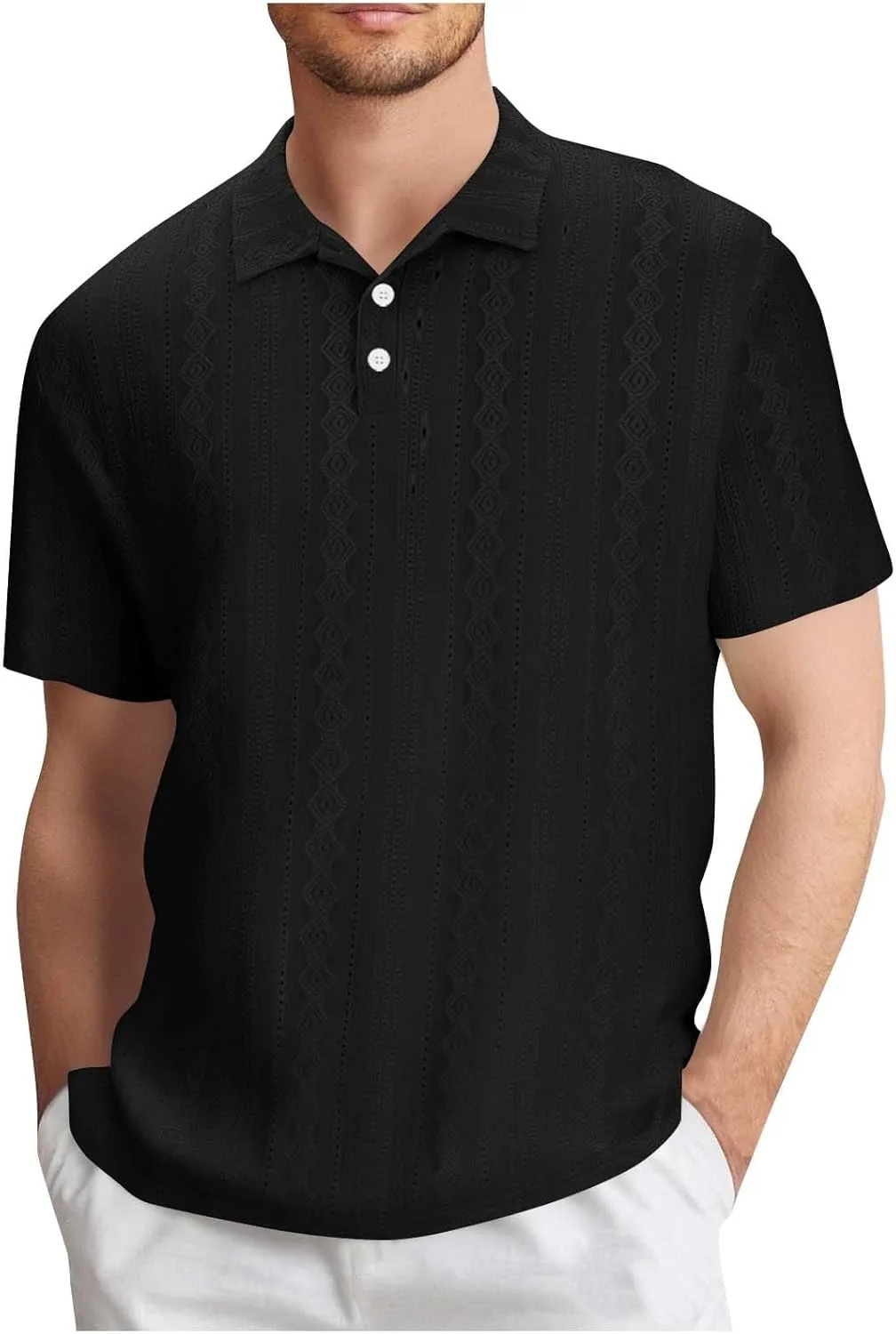 

Мужская футболка с вышивкой и воротником V-образной формы