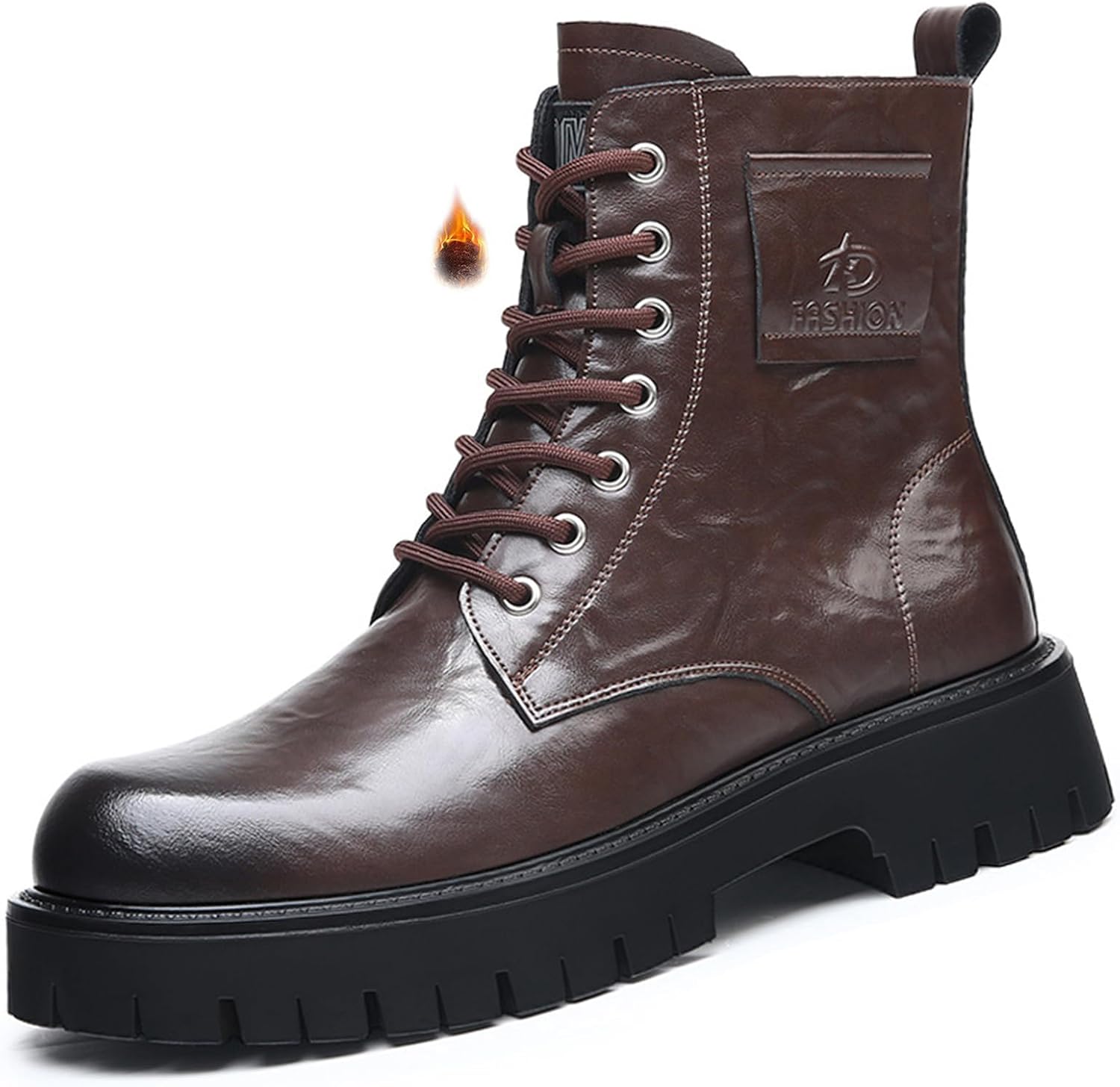 

Мужские ботинки NEKGNL с шнуровкой, из натуральной кожи, на массивной платформе, с комфортным круглым носком, противоскользящей рельефной подошвой, байкерские ботинки до щиколотки с боковой молнией, коричневый