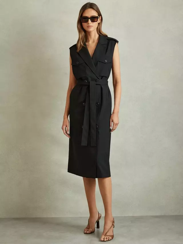 

Платье Reiss Kimora Button Front, черный