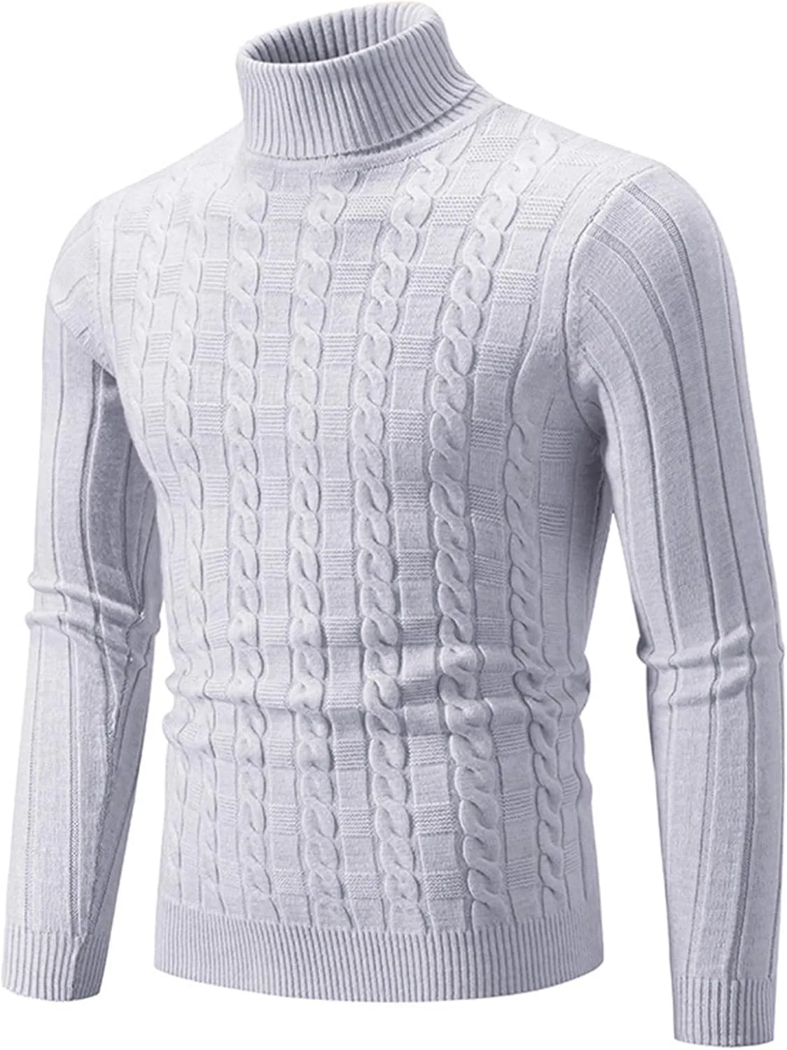 

Мужской уютный свитер с высоким воротником, длинными рукавами, рифленый