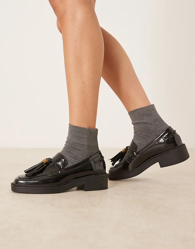 Черные мокасины ASOS DESIGN Matrix с квадратным носком и кисточками — фото 4