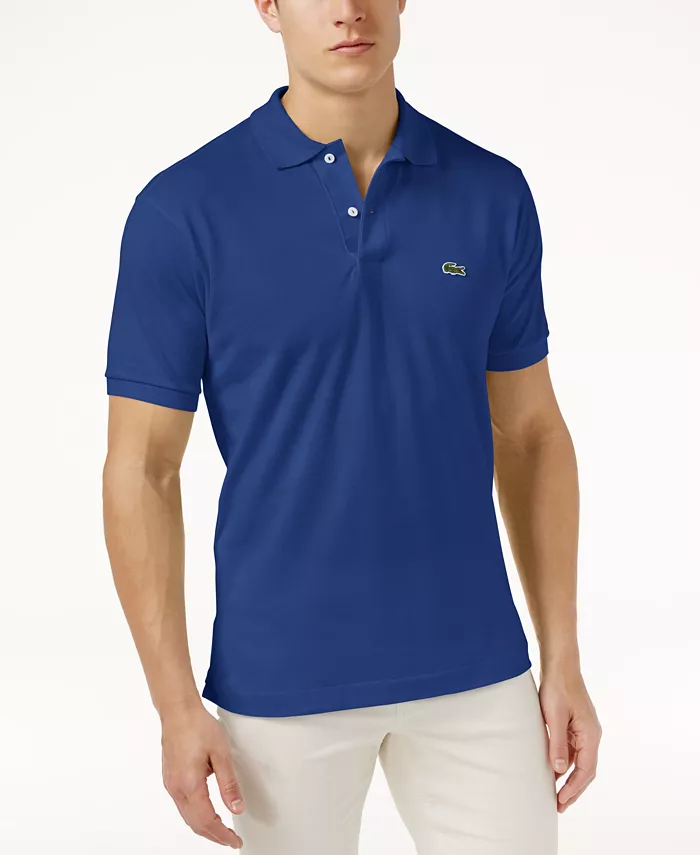 Мужская классическая хлопковая поло с коротким рукавом Lacoste, серебро — фото 4