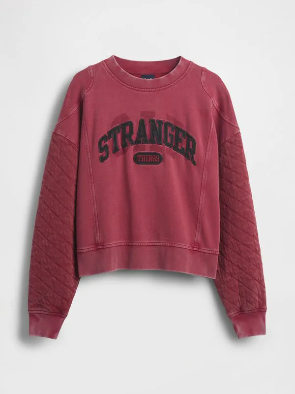 Толстовка с логотипом stranger things и стегаными рукавами Gap, New Classic Red — фото 4