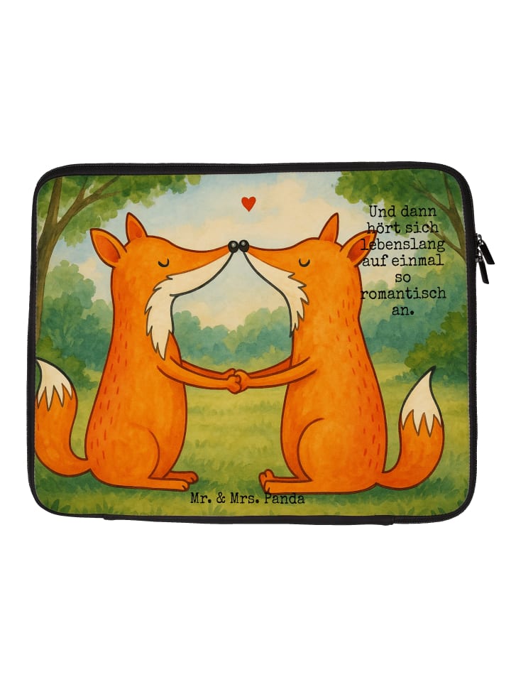 

Mr. & Mrs. Panda Сумка для ноутбука с изображением лис, символикой любви и надписью белого цвета