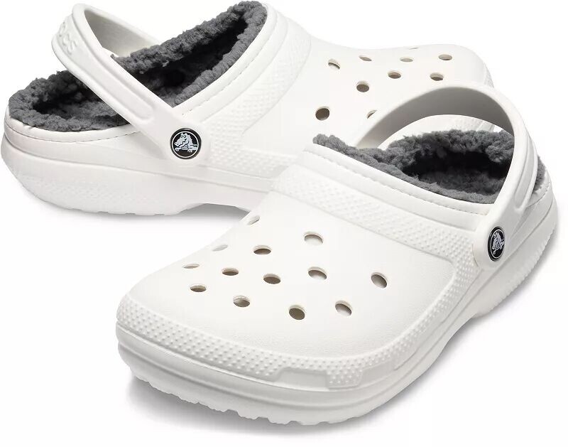 Классические сабо Crocs на ворсовой подкладке, белый/серый — фото 4