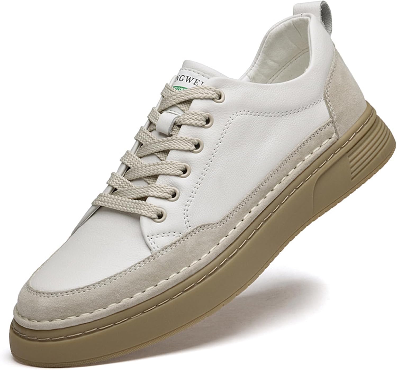 

Мужские кожаные деловые кроссовки на шнуровке, модные, с круглым носком, низкие, легкие, оксфорды для бега, удобные, с нескользящей толстой подошвой, формальные и повседневные туфли Galonfulty, белый