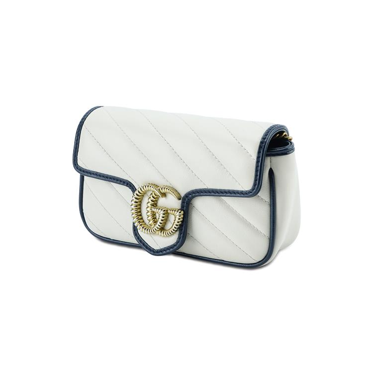 GUCCI GG Marmont Сумка через плечо Extra Mini из стеганой кожи для женщин, бело-голубая — фото 4