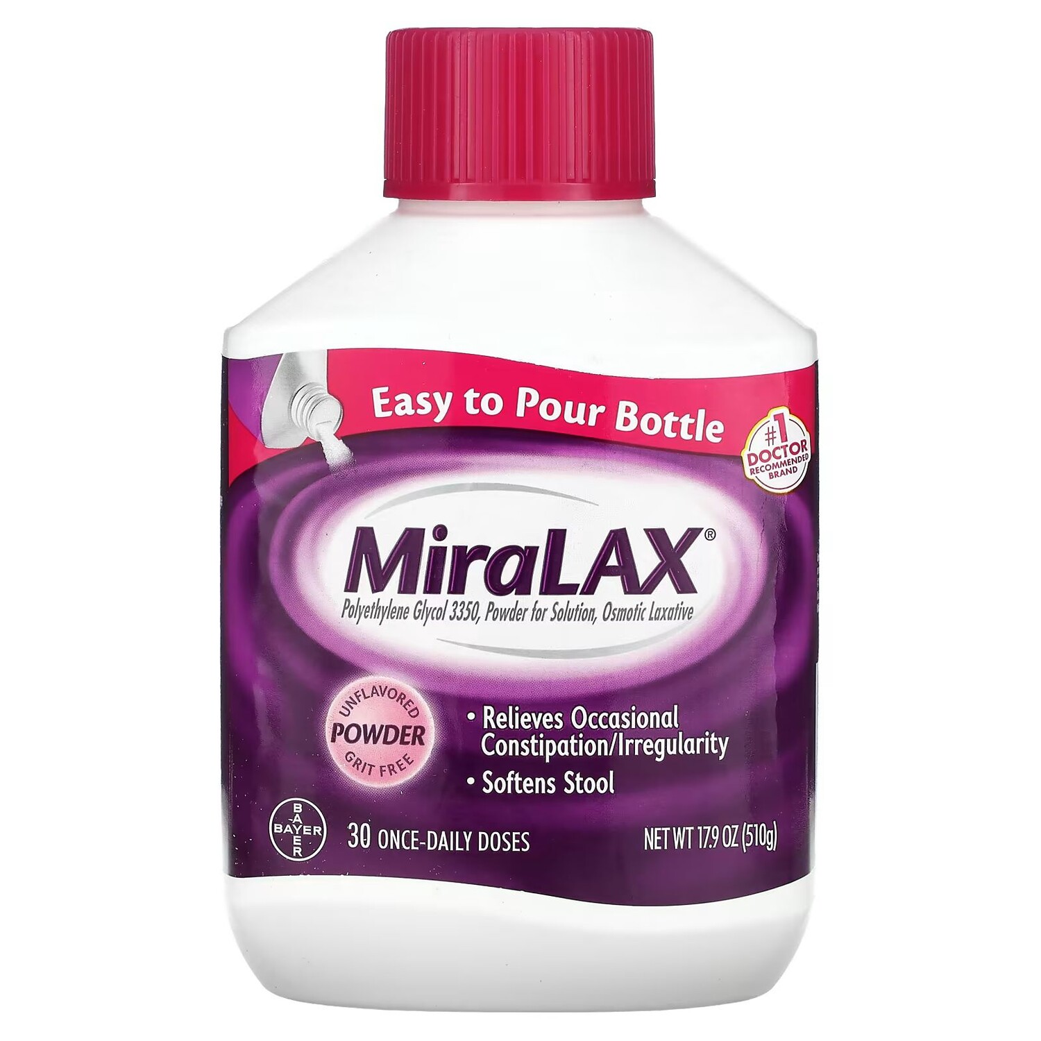 

Порошок, без вкуса, 17,9 унций (510 г) Miralax