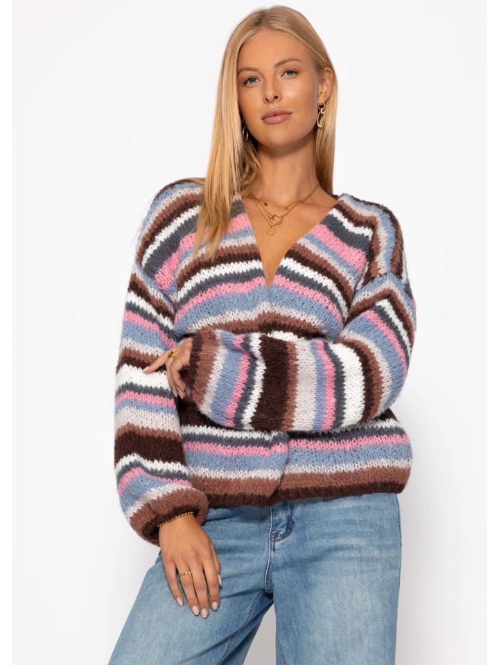 

Полосатый разноцветный кардиган цвета пыльной розы SASSYCLASSY