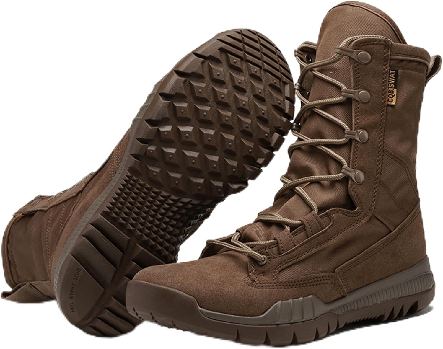 

Мужские высокие кожаные тактические ботинки QKLMWES с шнуровкой, 20 см, легкие боевые ботинки, прочные пустынные армейские джунглевые ботинки, коричневый