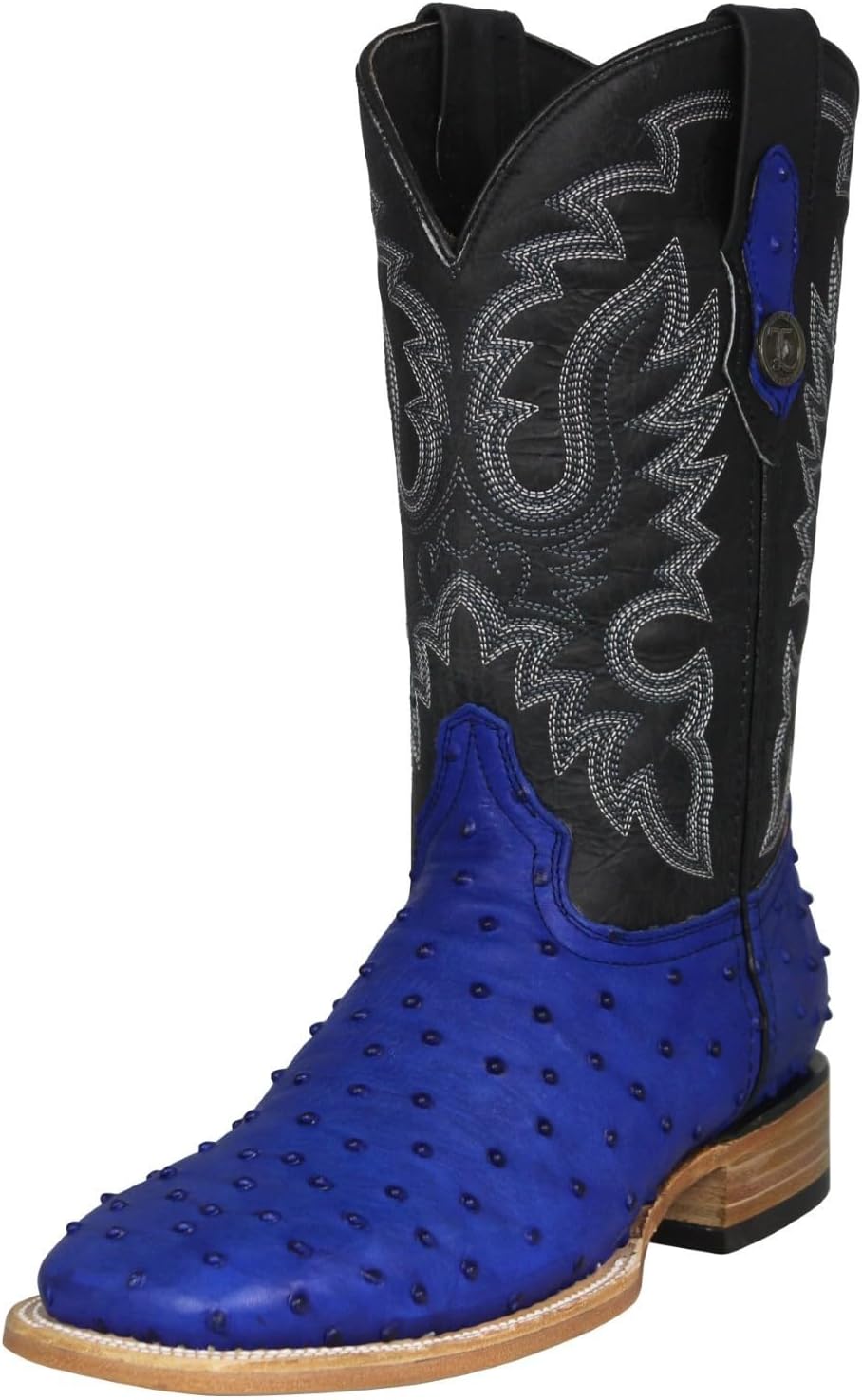 

Мужские синие вестерн-ботинки Texas Legacy с принтом из кожи страуса, квадратный носок