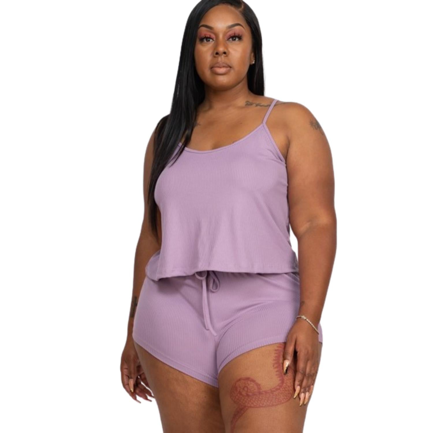 

Плюс комплект из топа на бретельках и шорт FASHNZFAB, цвет orchid