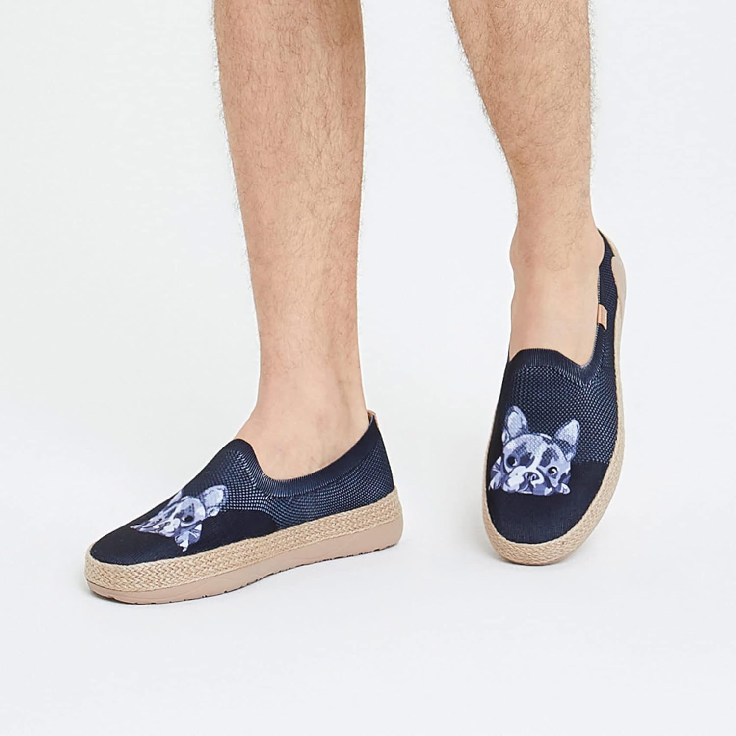 Мужские эспадрильи UIN Slip Ons- легкие прогулочные повседневные лоферы, удобные, с ручной росписью, серия Marbella, Marbellaⅱ-lazy Dog — фото 4