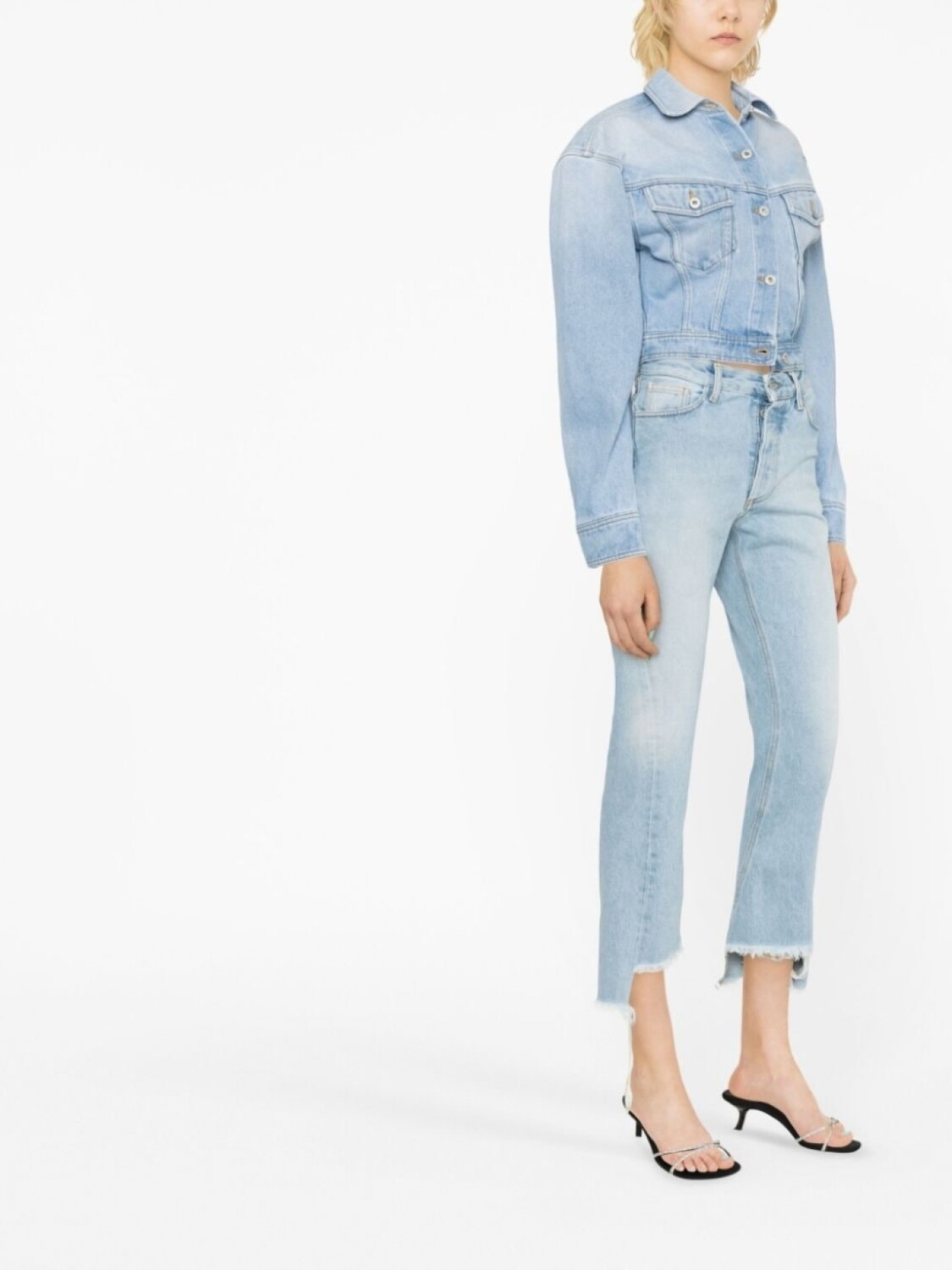 Off-White укороченная джинсовая куртка, синий — фото 2