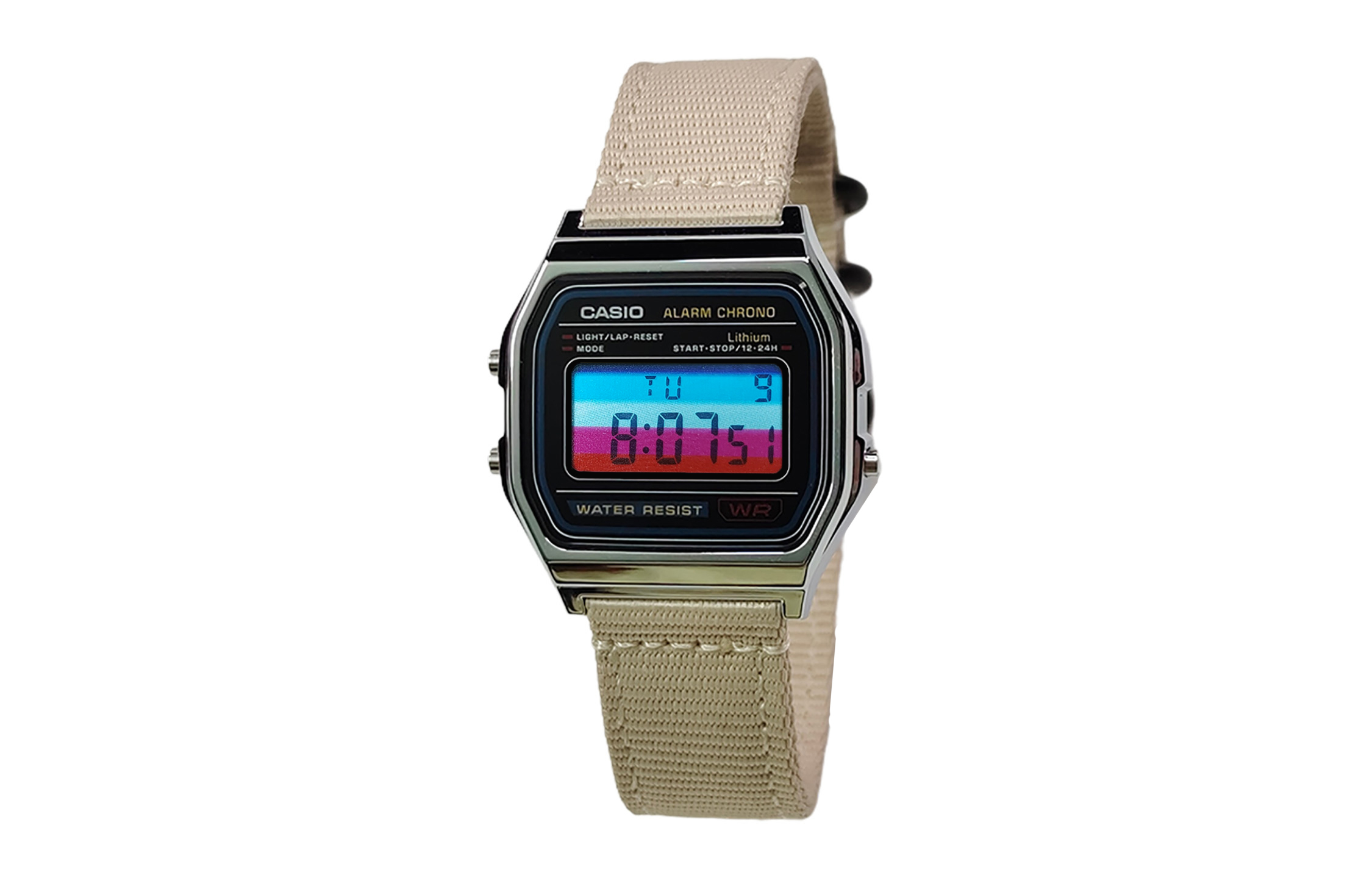 

CASIO Мужские часы Retrofit Series с кварцевым механизмом и нейлоновым ремешком, черный циферблат