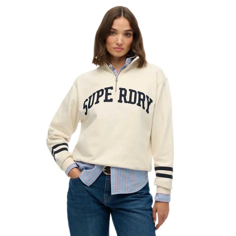 

Толстовка Superdry Athletic Essential Applique half zip, бежевый