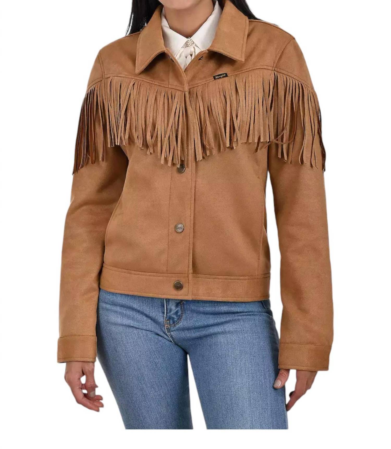 

Куртка Trucker из искусственной замши с бахромой, средне-коричневый цвет Wrangler
