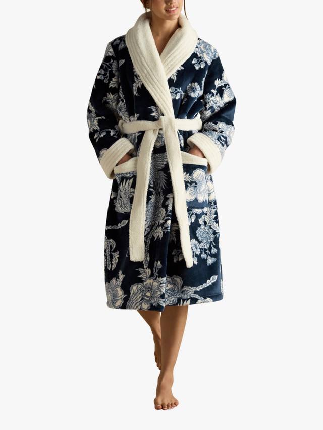 

Флисовый халат с цветочным принтом Joules, Navy