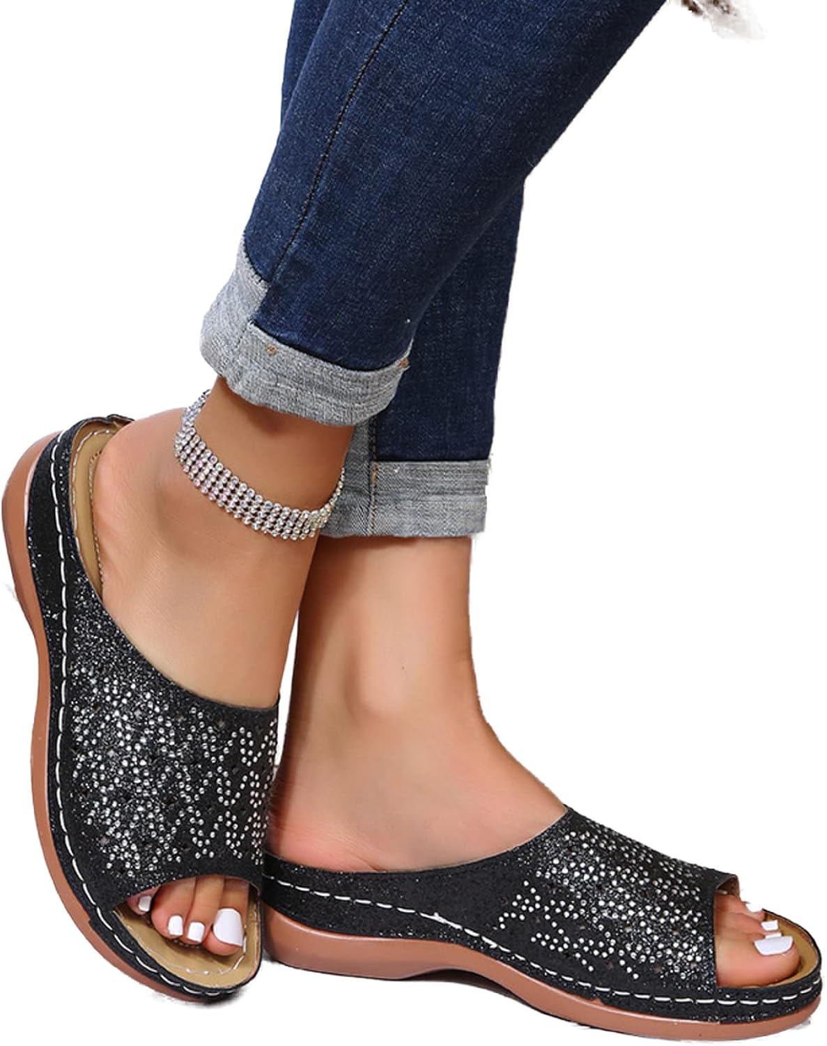 

Сандалии WALDOR с рефлексологией для мужчин и женщин, массажные тапочки для ног для мужчин и женщин, однотонные платформенные сандалии большого размера, прочные дырчатые сандалии, черные, 38 Walldor