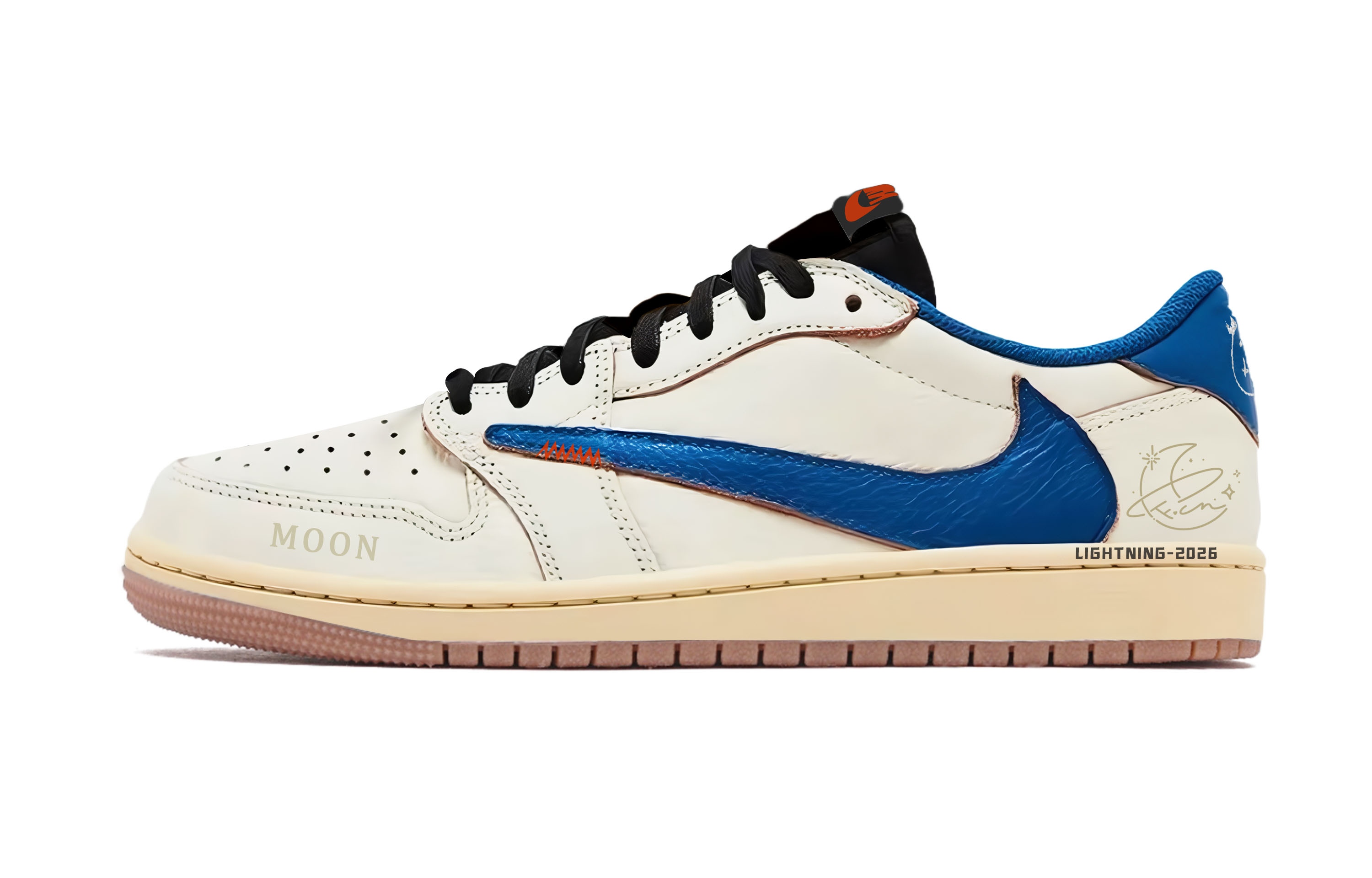 

Трэвис Скотт X Air 1 винтажные баскетбольные кроссовки унисекс лоу-топ Black Jordan, Dodger синий