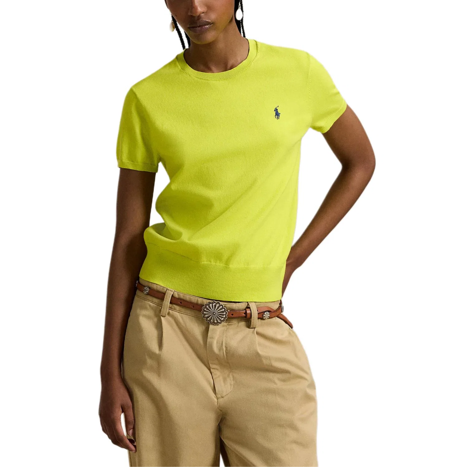 Футболка с вышивкой логотипа Polo Ralph Lauren Оливковый — фото 4