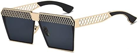 

Большие солнцезащитные очки для женщин и мужчин в стиле ретро, ​​для вождения автомобиля, защита от ультрафиолета UV400, металлические солнцезащитные очки MTZJH, Black Gold