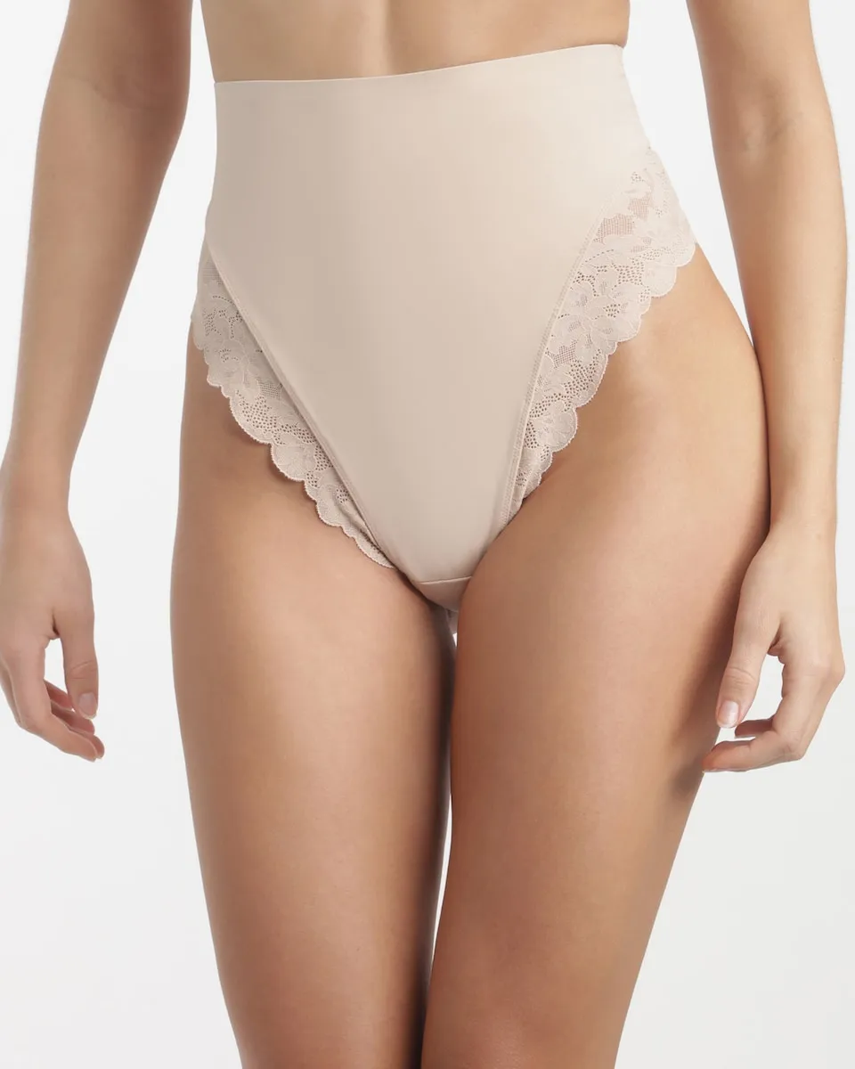 

Трусики-стринги с высокой посадкой и кружевом Dim, бежевый