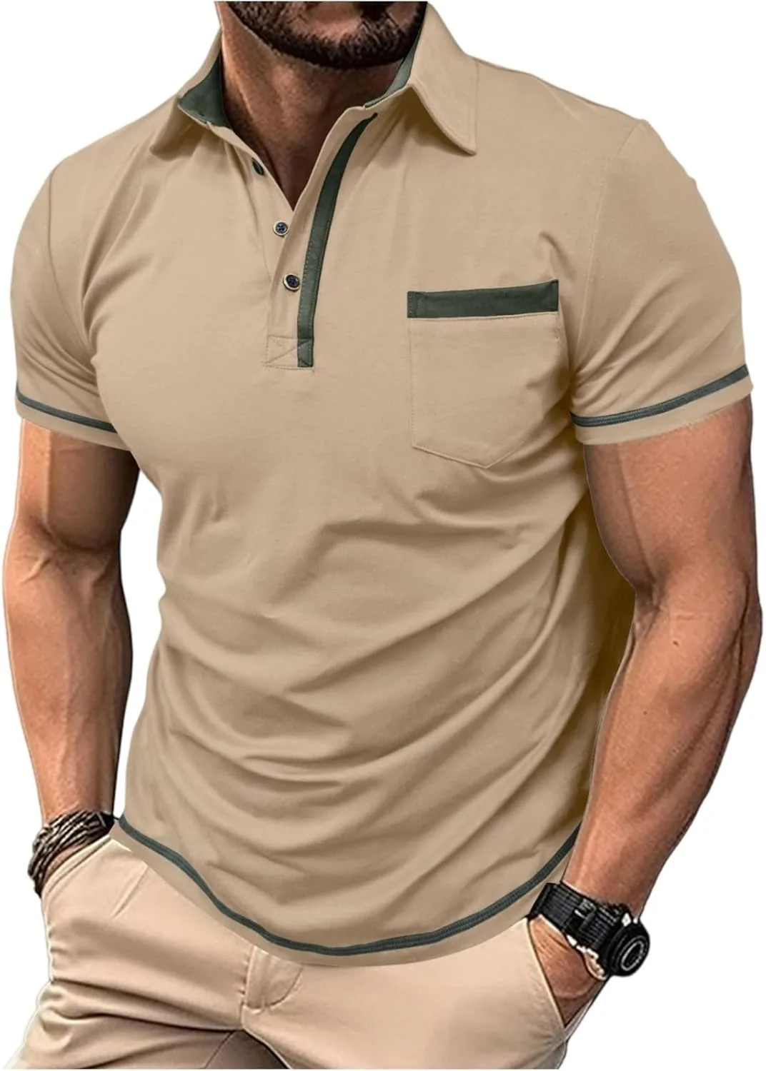 

Мужская рубашка с лацканом и коротким рукавом Casual Colors HYYGOCCTV