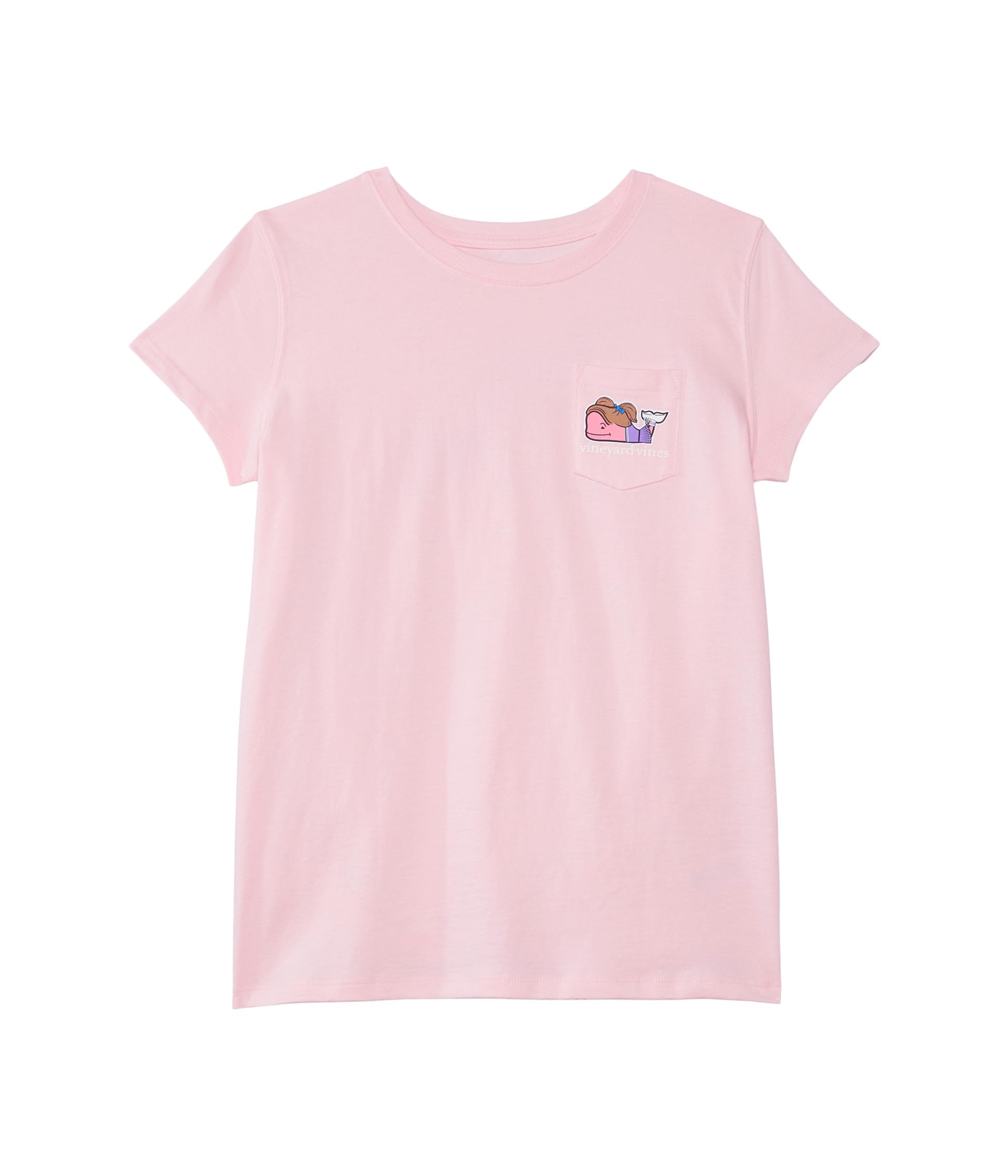 

Футболка Vineyard Vines Kids Girls Cheerleader Whale Short, цвет Flamingo