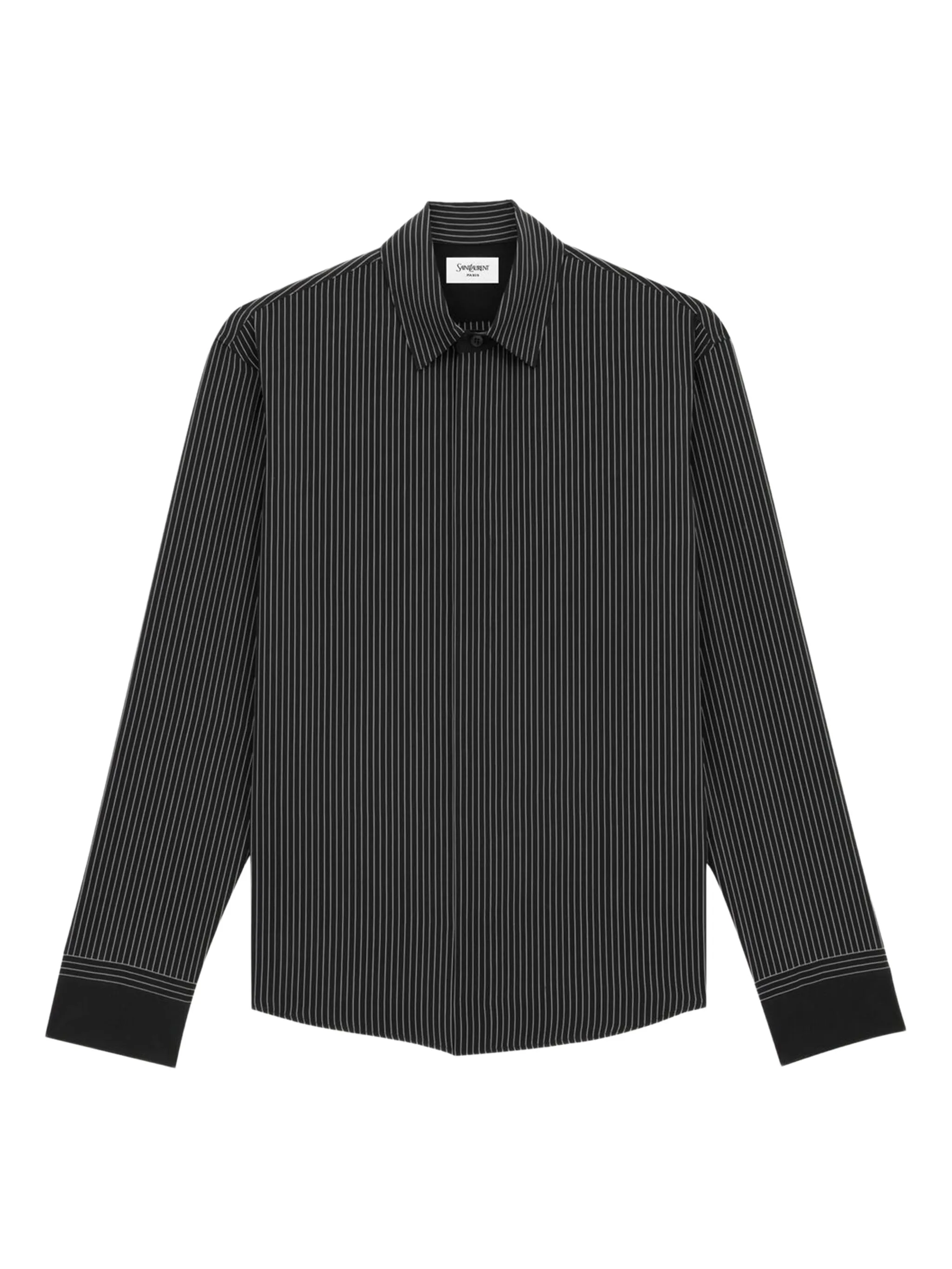 

Полосатая рубашка с длинными рукавами Saint Laurent, черный