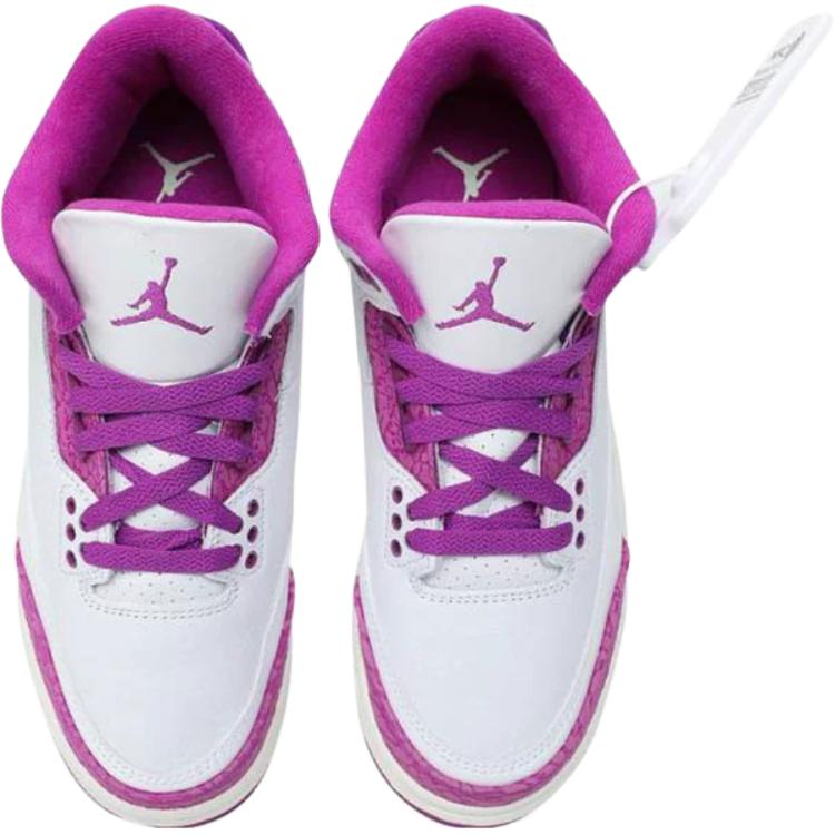 Jordan Air 3 устойчивые к истиранию низкие детские баскетбольные кроссовки White/Purple — фото 3