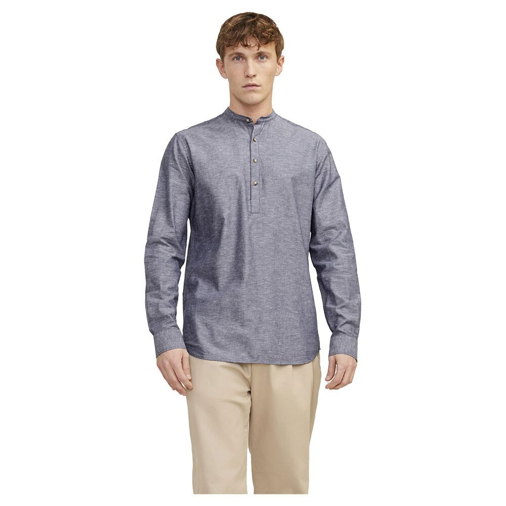 

Рубашка с коротким рукавом Jack & Jones Summer Half Placket Linen, серый