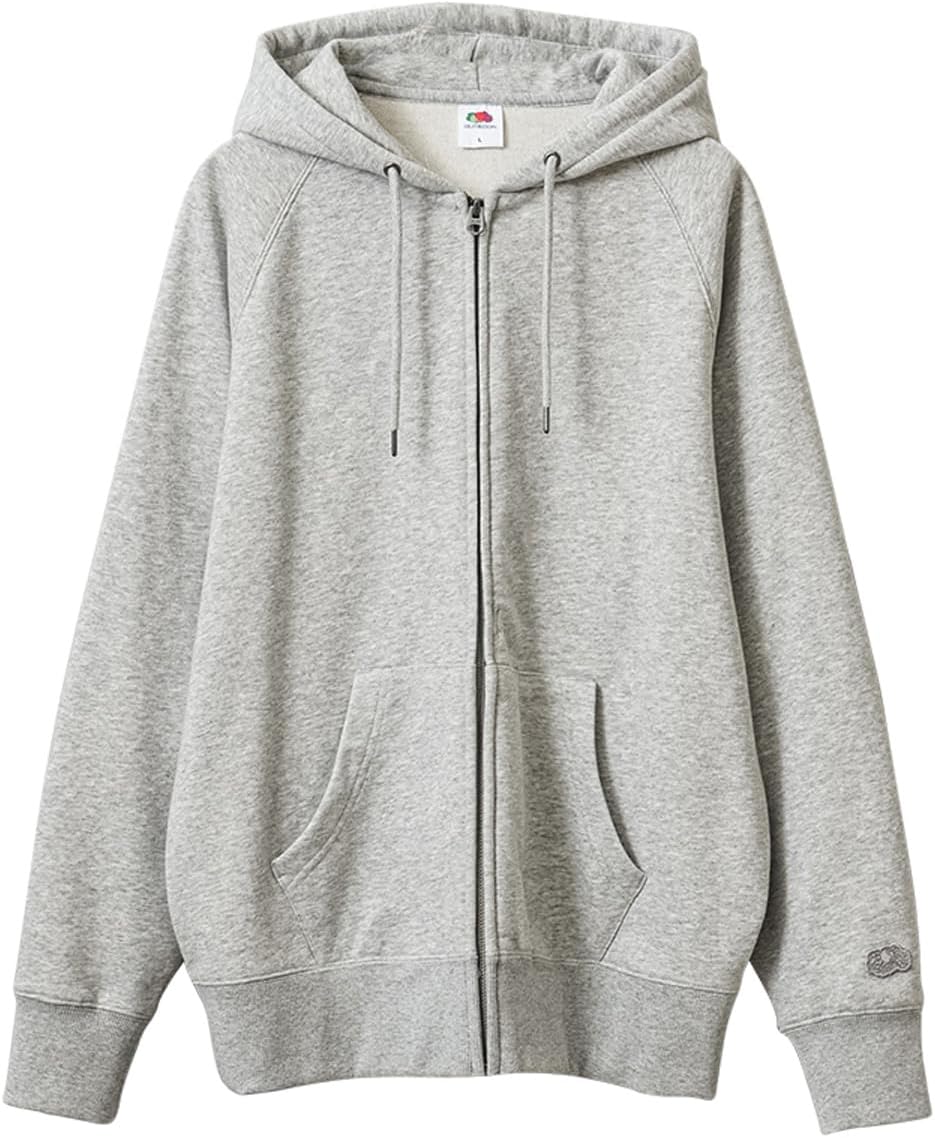 

Худи Fruit of the Loom 81350000, базовая толстовка, худи на молнии, мужская, женская, на флисовой подкладке, однотонная, с капюшоном, серый