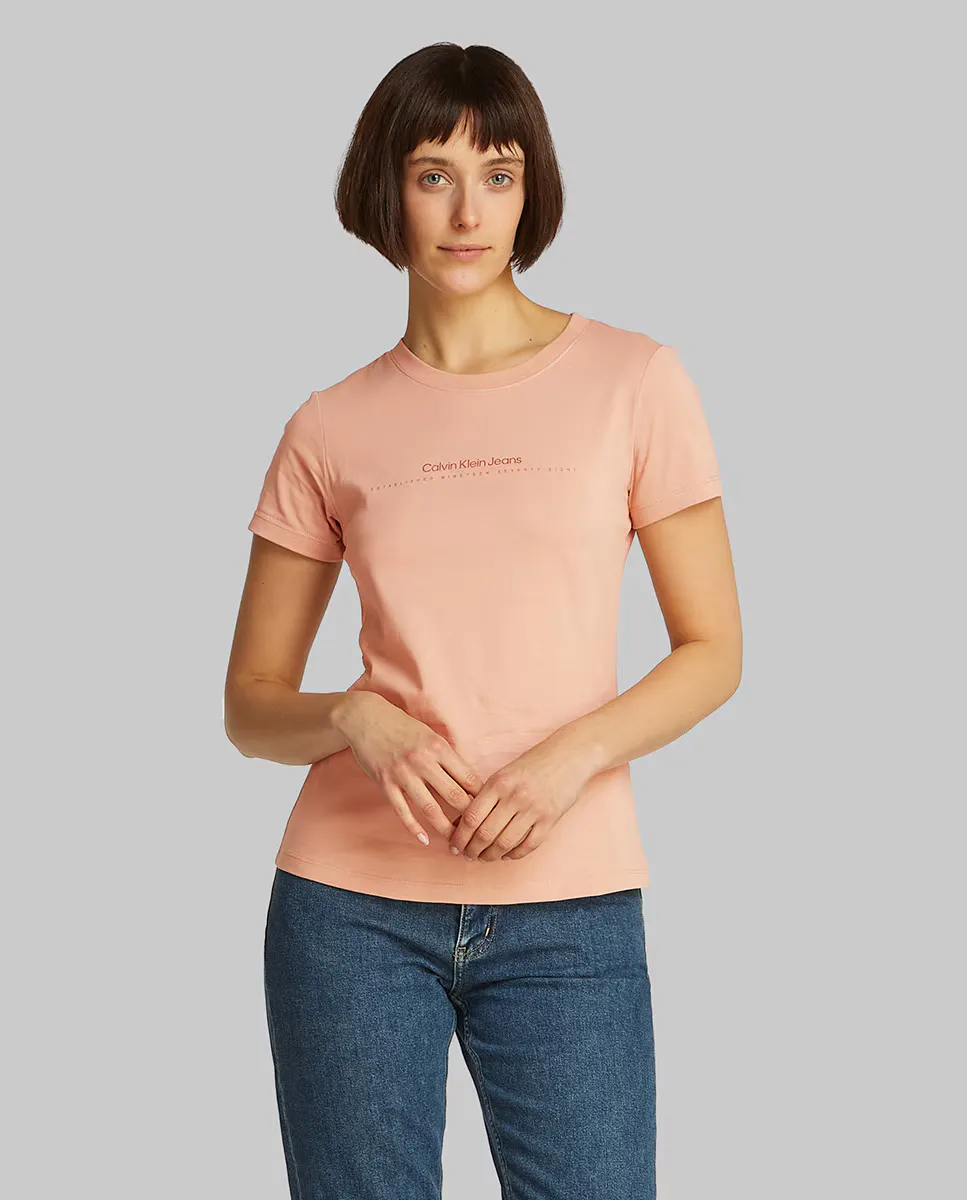 

Женская футболка облегающего кроя с короткими рукавами Calvin Klein Jeans, коричневый