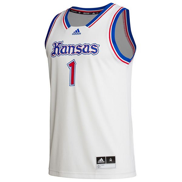 Мужская белая альтернативная баскетбольная майка Kansas Jayhawks Adidas — фото 3