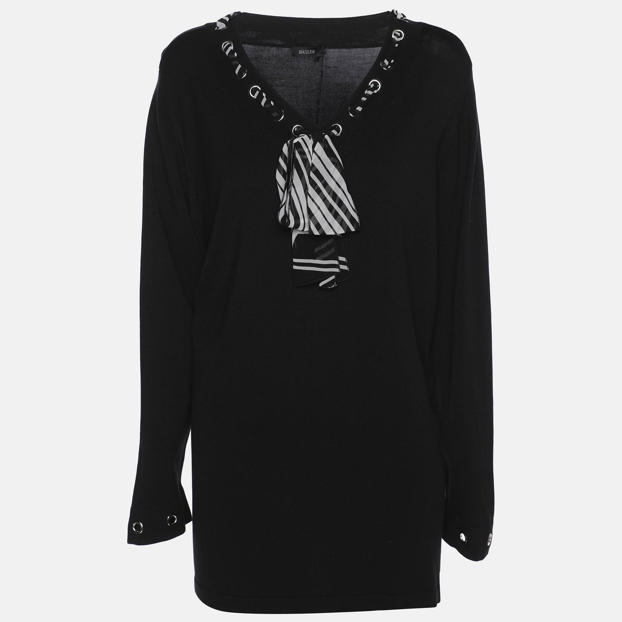 

Толстовка Basler из черного трикотажа с завязками на шее, Черный, Толстовка Basler из черного трикотажа с завязками на шее