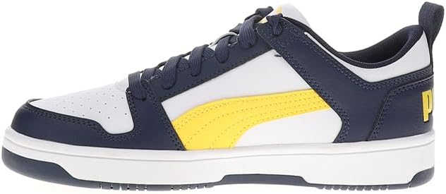 Кроссовки Puma Unisex-Child Rebound Layup, белый/синий/желтый — фото 4