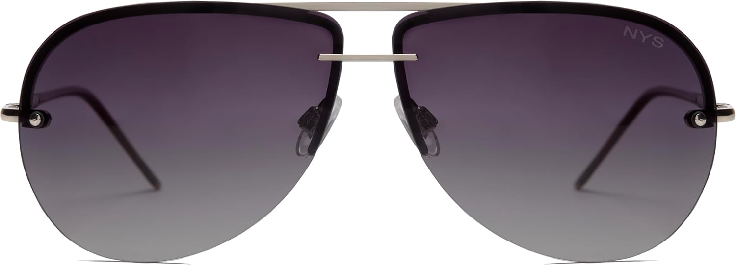 

Солнцезащитные очки-авиаторы NYS Collection для женщин и мужчин, средняя посадка, тонкая металлическая оправа, градиентные зеркальные линзы со 100% защитой от УФ-излучения, Silver Frame-smoke Gradiant Lens
