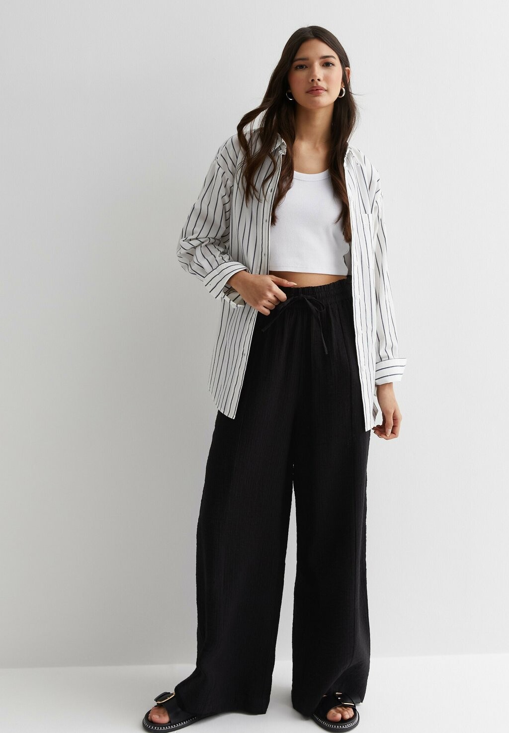 

Брюки Crinkle Wide Leg New Look, черные