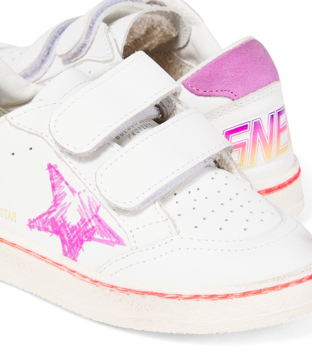 Кроссовки Ball Star из кожи с принтом Golden Goose Kids, White/Fucsia — фото 4