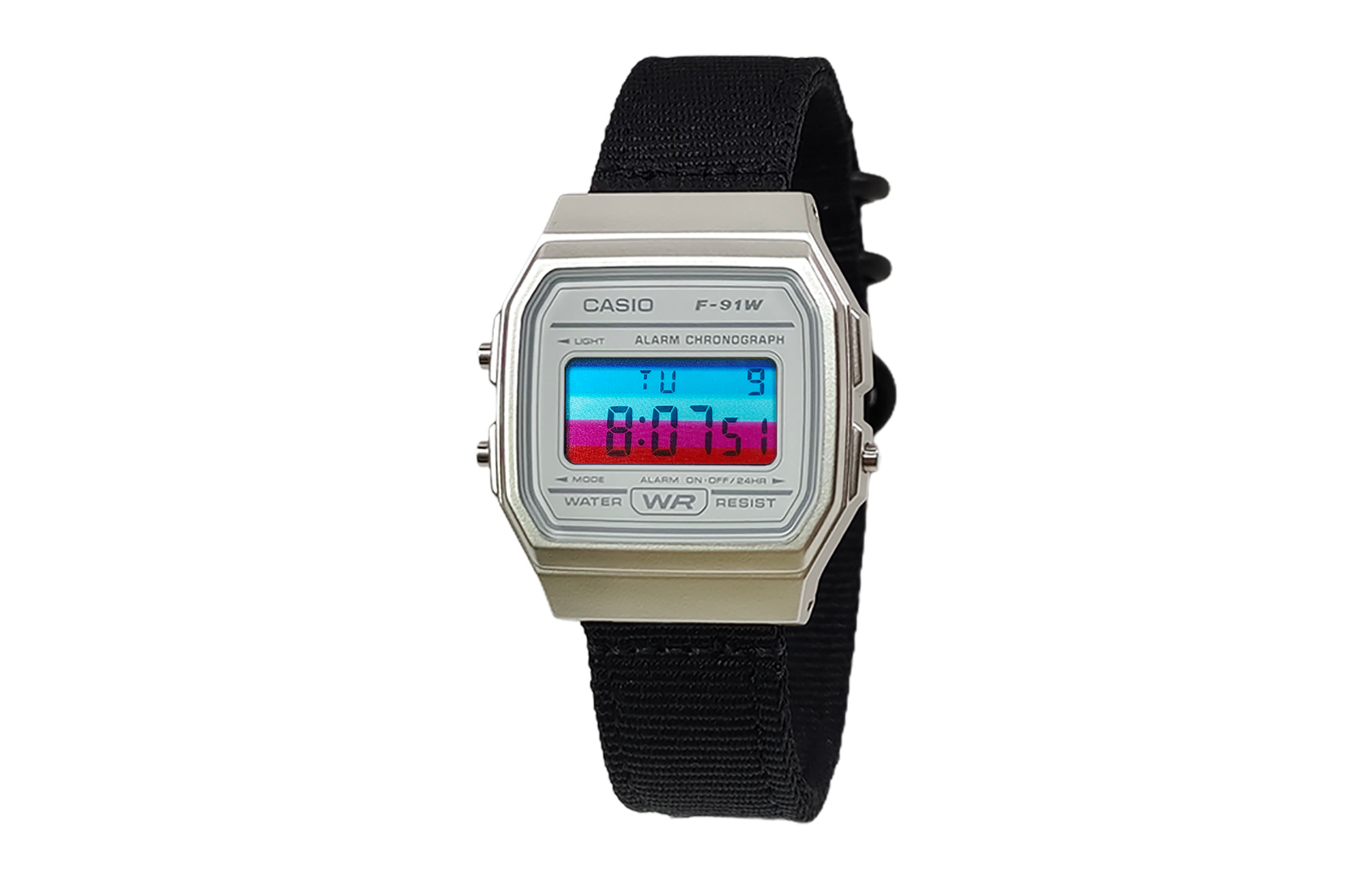 

CASIO Мужские часы Retrofit Series с кварцевым механизмом и нейлоновым ремешком, черный циферблат
