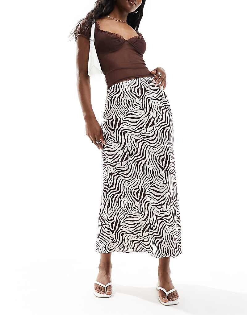 

ASOS DESIGN – Струящаяся юбка миди с зебровым принтом
