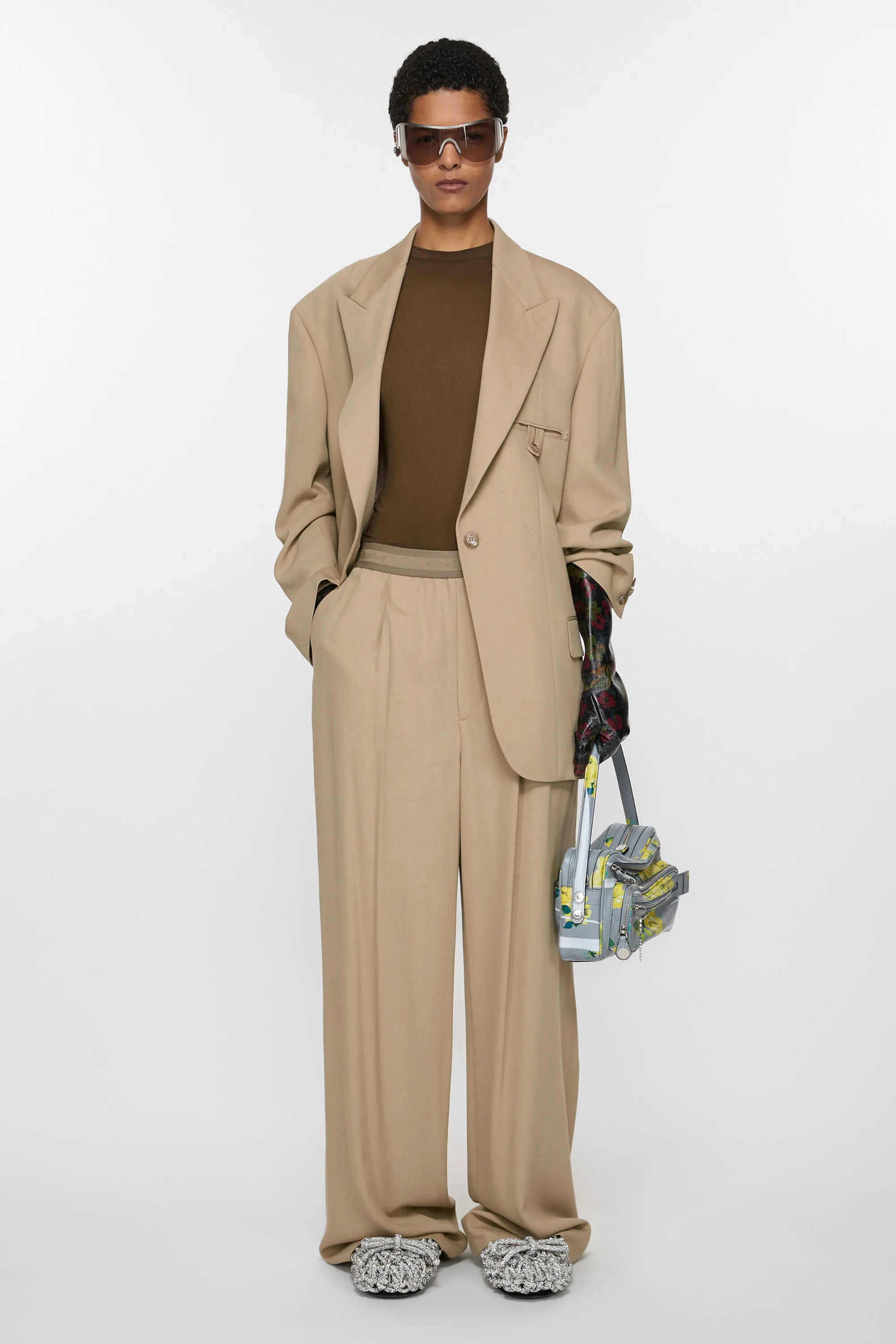 

Брюки с лентой с логотипом Acne Studios, Camel Beige