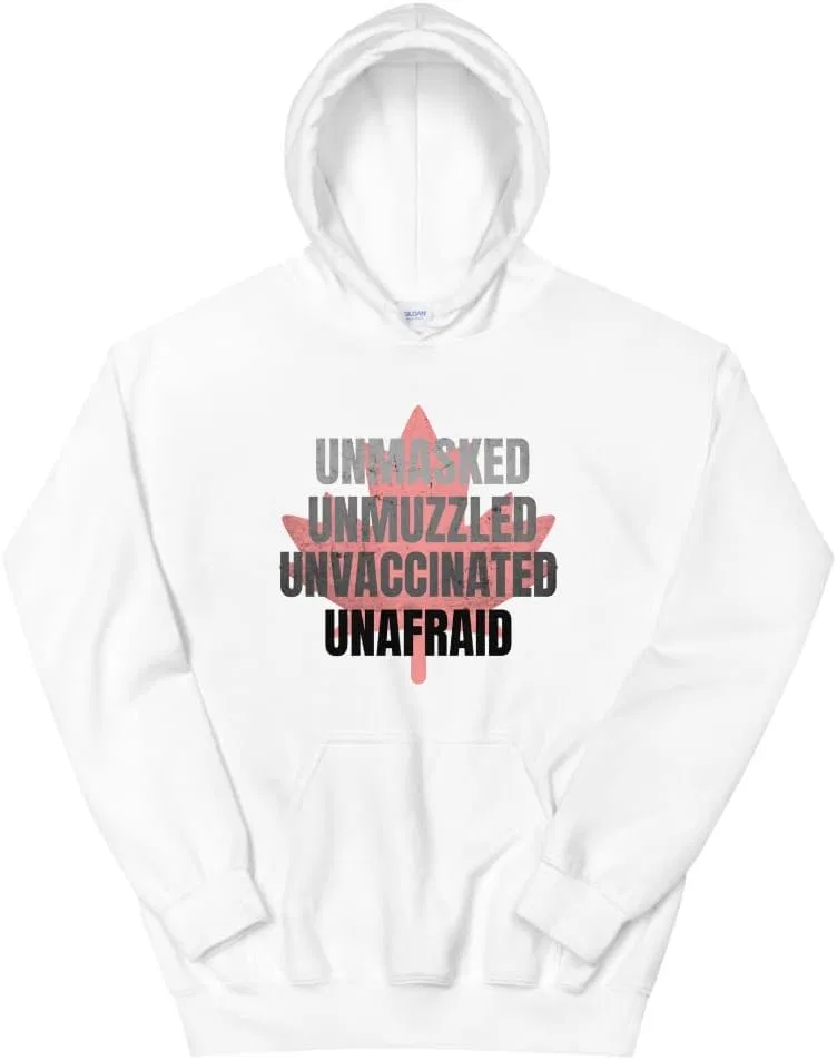 Толстовка Unmasked Unmuzzled Unvaccinated Unafraid, унисекс, с капюшоном Generic, белый