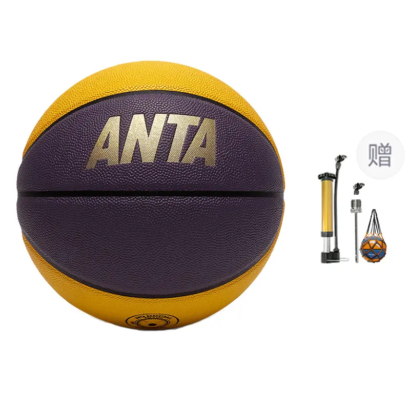 

ANTA Баскетбольный мяч PU, фиолетовый желтый, размер 7, тренировочный, унисекс, Китай
